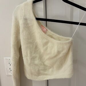 Women's Cream Off-Shoulder Sweater